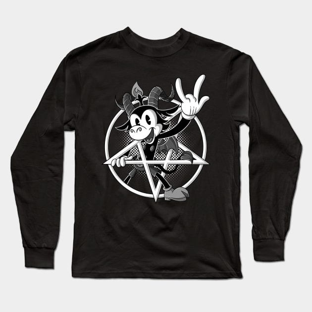 Blackcraft Baphomet retro Cartoon Devil Horns sign 666% from Hell Long Sleeve T-Shirt by Juandamurai